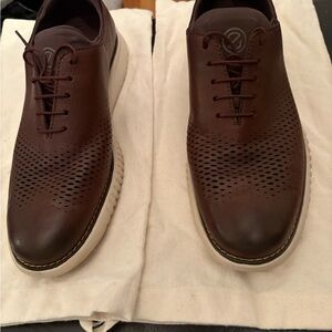 Cole Haan Brown Leather Oxfords with Broguing